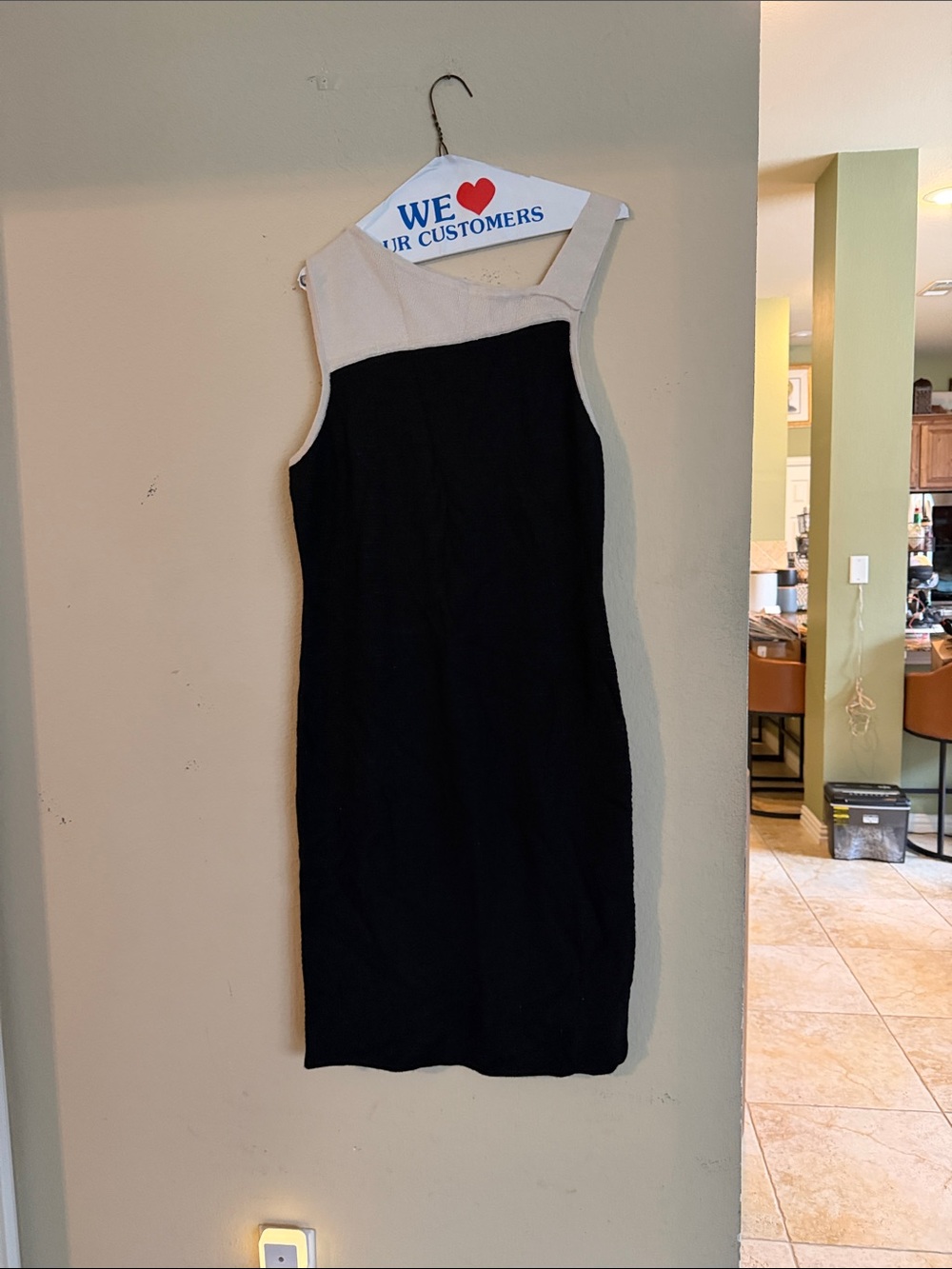 RACHEL Rachel Roy Black and Cream Colorblock Midi Sheath Dress